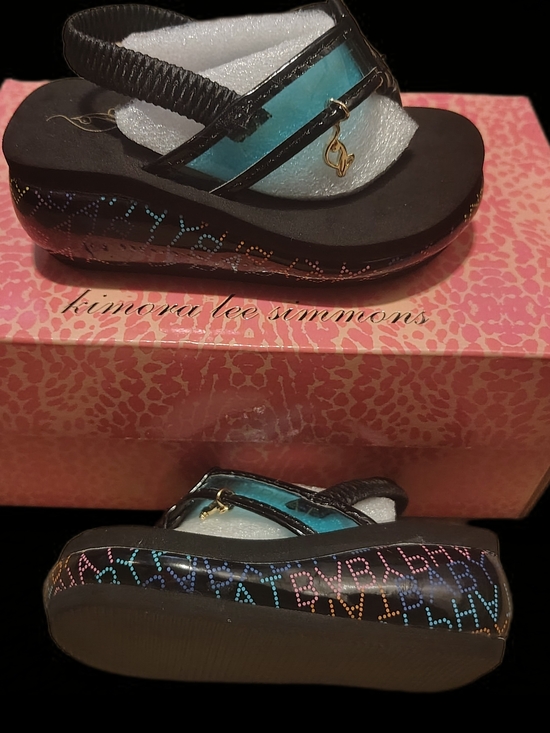 Baby Phat Other - 🎉BRAND NEW IN BOX🎉 Baby Phat Girls' Black and Turquoise Wedge Sandals